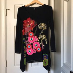 Adore long sleeve beaded and printed top